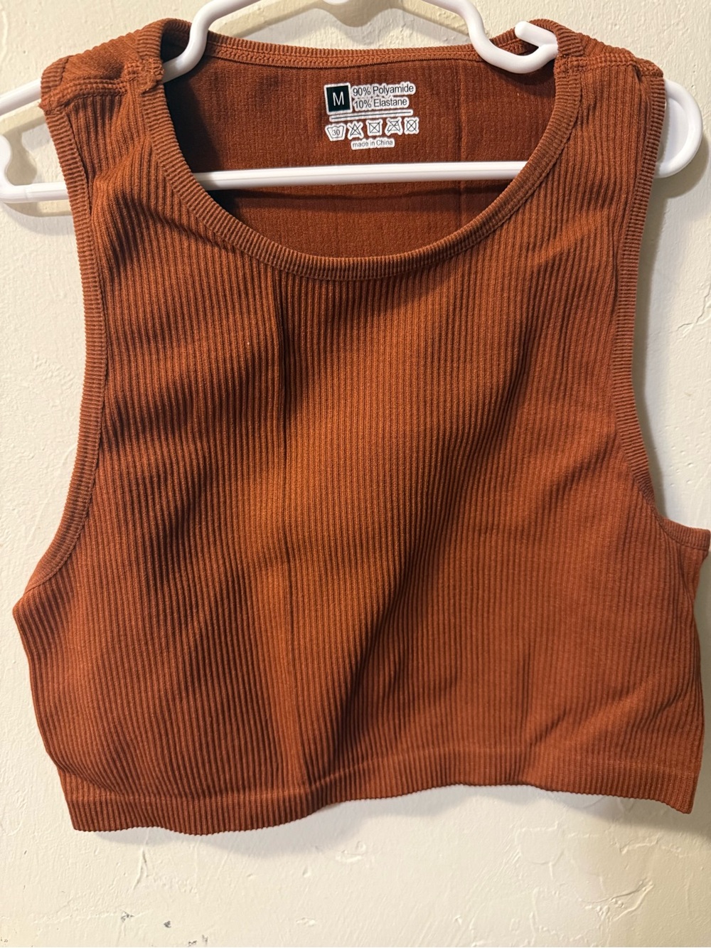 Ribbed Crop Tank Top - Rust